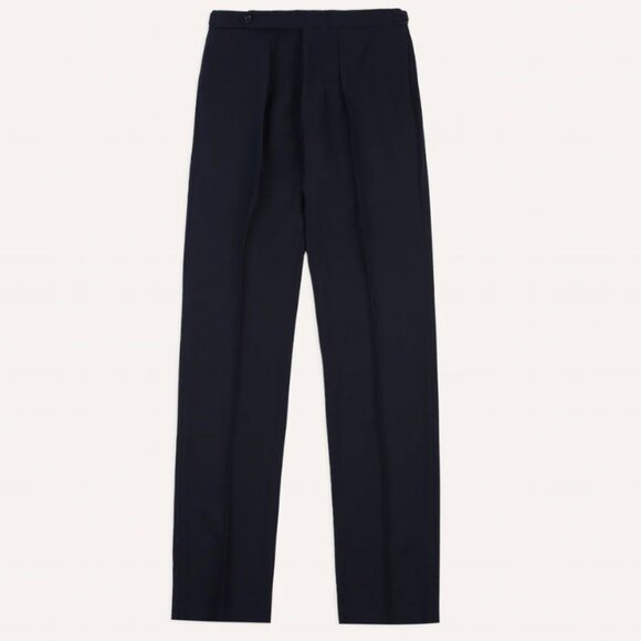 Drakes Navy Tropical Wool Single Pleat Trouser - Size 30 (US) - Picture 1 of 14